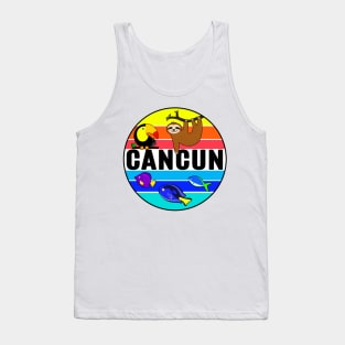 Cancun Mexico Tropical Beach Toucan Fish Sloth Travel Vacation Tank Top